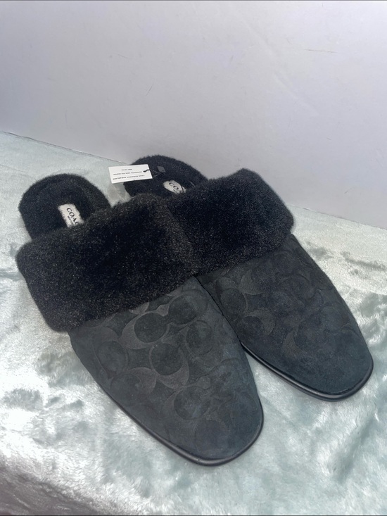 Coach Shoes - NWOT Coach Sherpa & Suede Signature Flat Mule